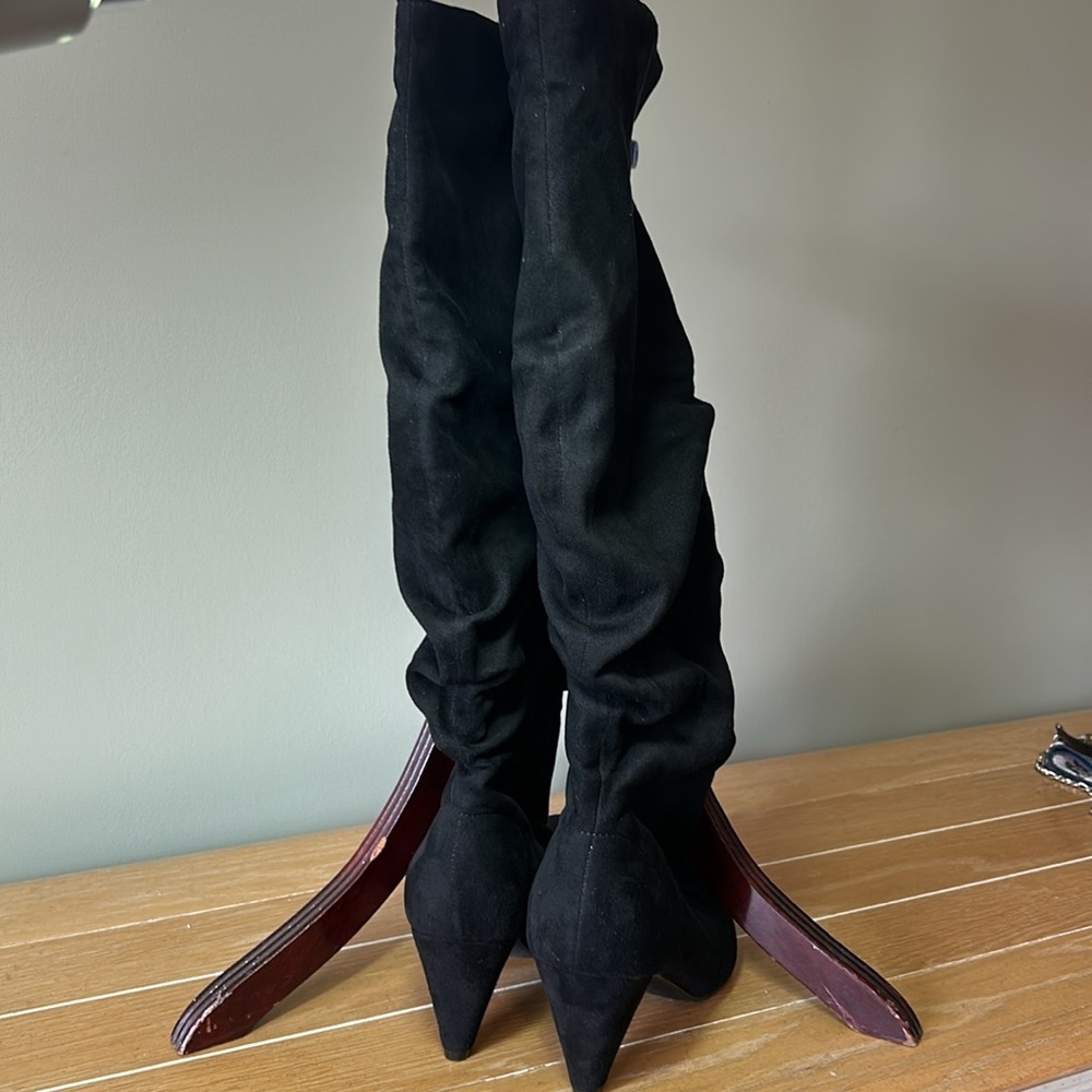 Lane Bryant heeled boots size 11 W inside zipper soft faux suede new 3.5” heel